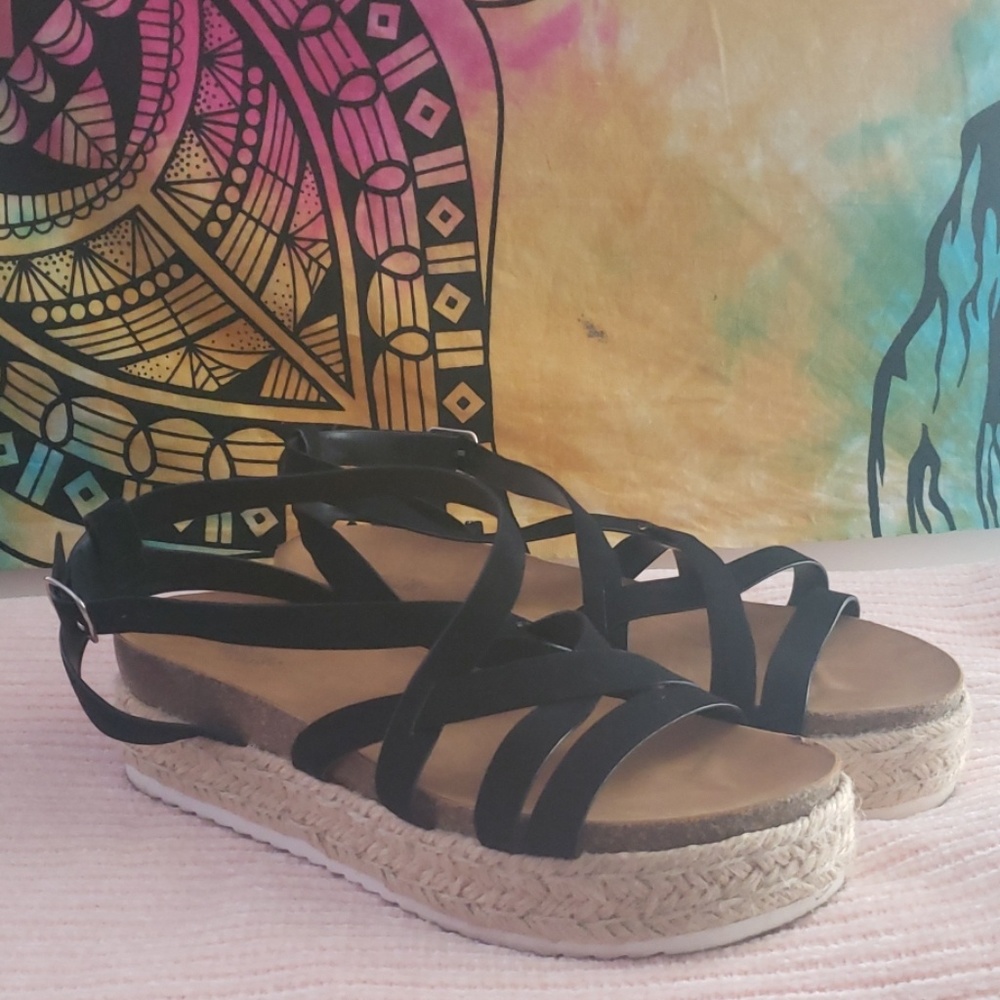 Strappy platform sandals, women's size 10